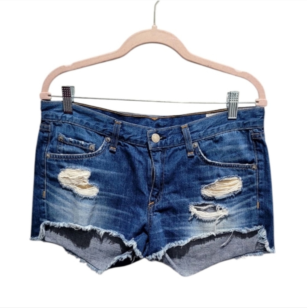 Rag & Bone Denim Freeport Wash Distressed Cut Off Shorts Size 28 - Picture 3 of 11